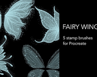 Fairy wings Procreate stamp brushes, magical wings, magic stamps, mystical brushes, butterfly stamps, wings stamp brushes
