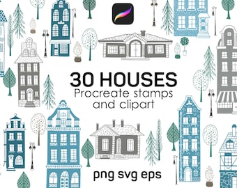 Pincéis de carimbo House Procreate, clipart
