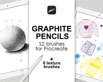 Pincéis de Lápis de Grafite Procreate | Conjunto de Esboços e Texturas Realistas