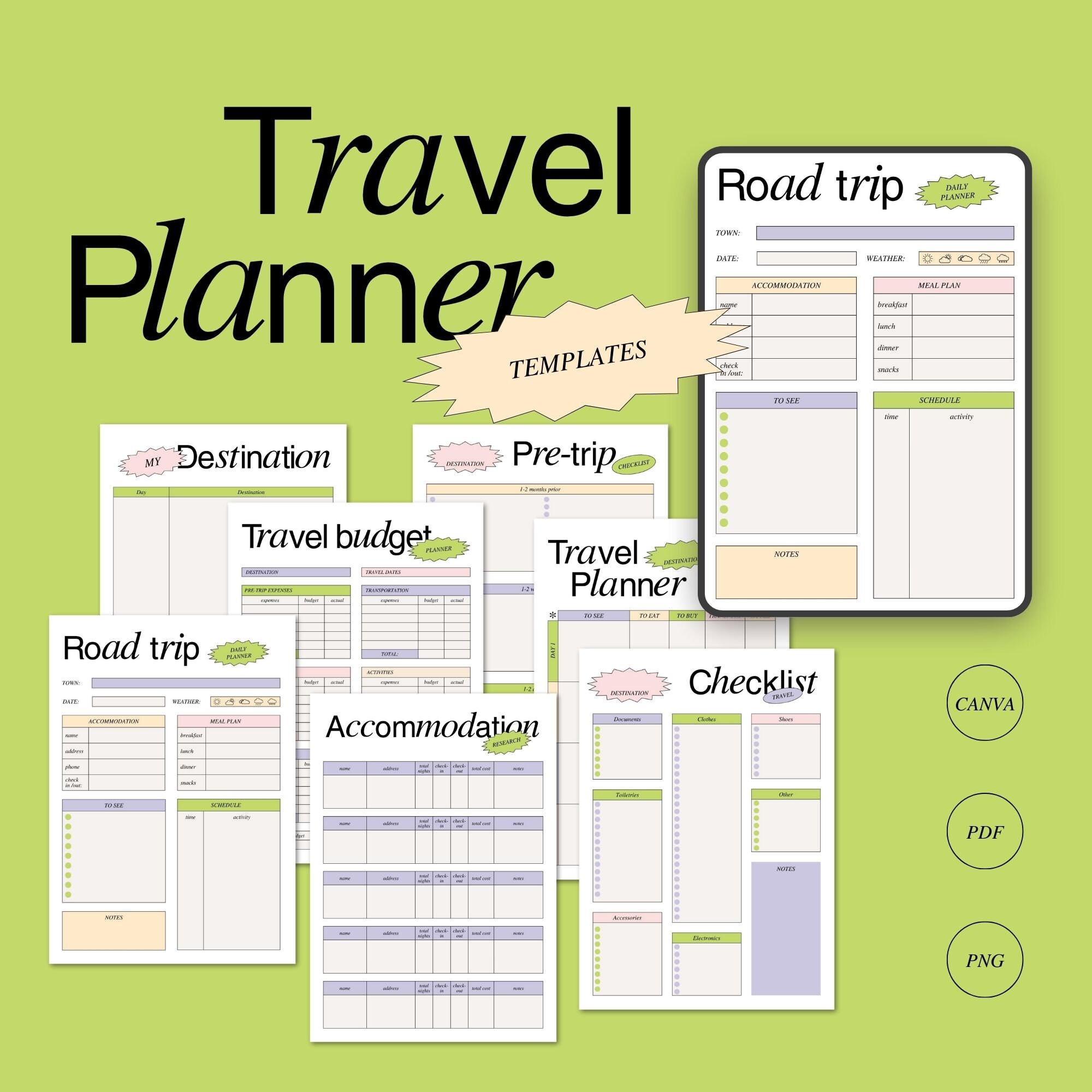 Digital Travel Planner Templates Printable, A4 Pdf, Png, Canva - Etsy