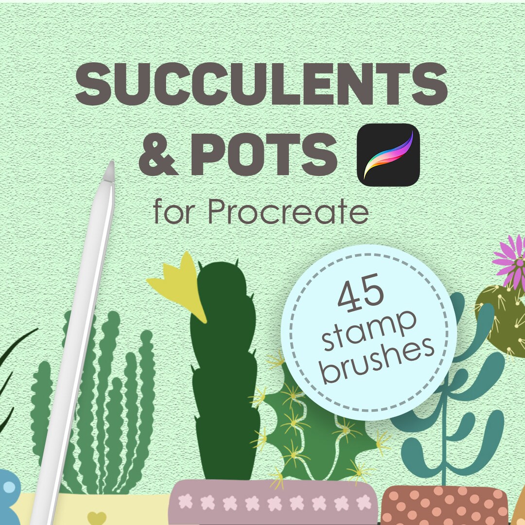 Succulents Flowers Procreate Stamp Brushes - Etsy