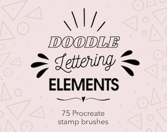 Elementos de letras Doodle Pincéis de carimbo Procreate