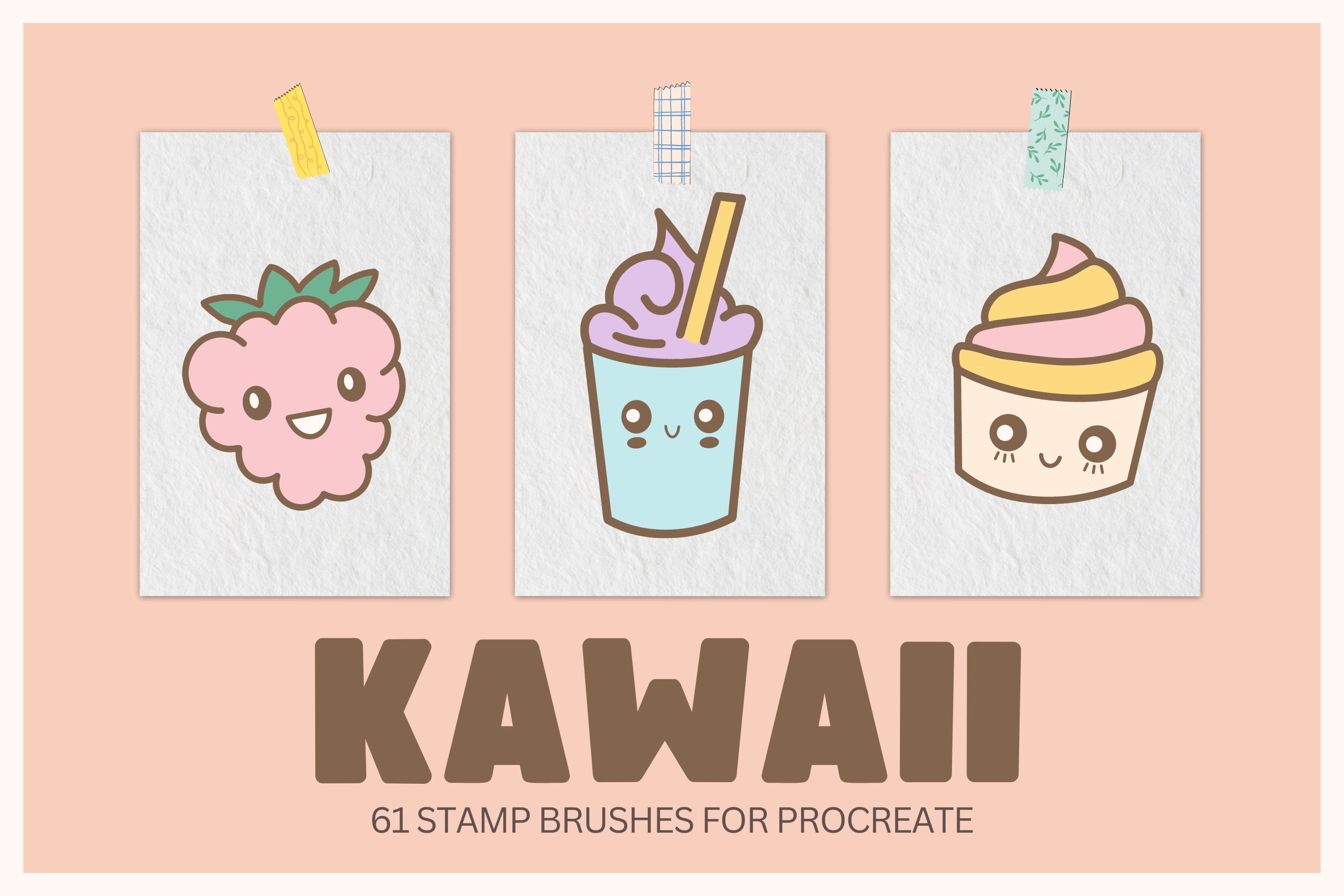 Kawaii Stamp Brushes Procreate, Cartoon Animals, Cute Pets Stamps