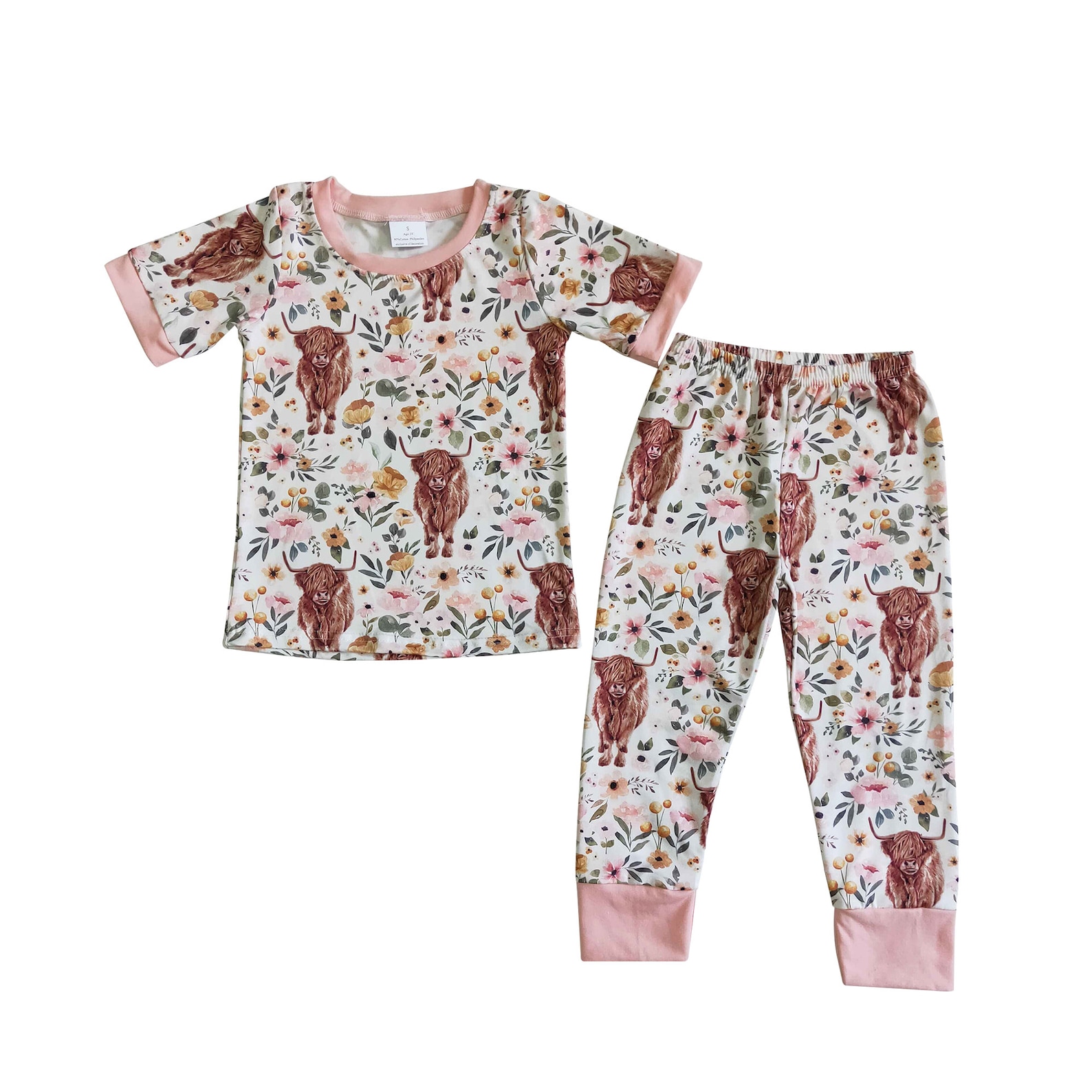 Highland Cow Pajama Set Cow Pajamaskids Pajamas Girl Etsy