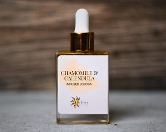 Organic Chamomile Calendula Infused Jojoba Oil, Sensitive Skin Moisturizer
