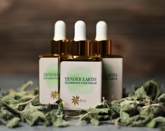 Organic Tender Earth Botanical Face Serum, Plant-Based Skincare, Frankincense, Calendula & Chamomile