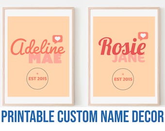 Name Printable, Custom Name, Personalize, Nursery Printable, Name Print, Nursery Decor, Kid Wall Art, Digital Download