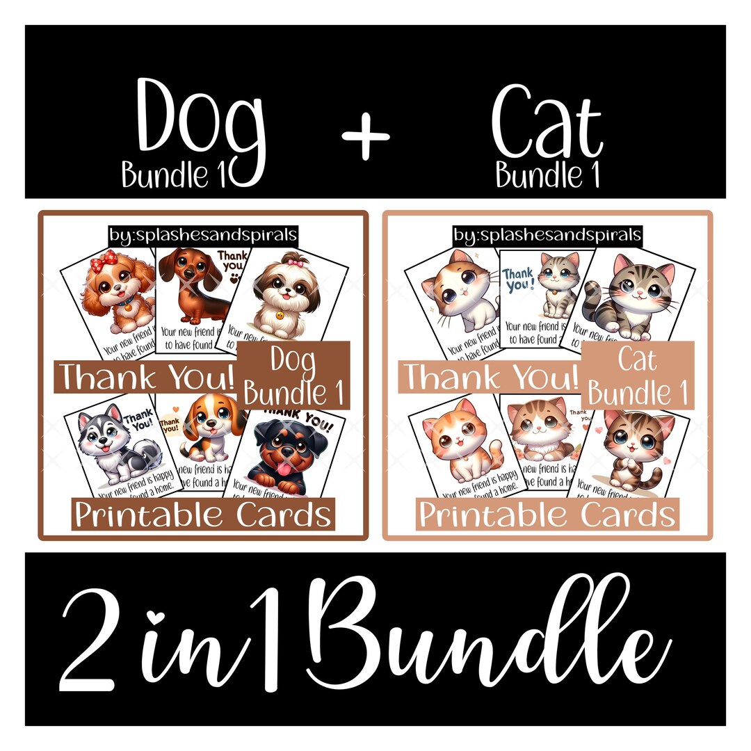 Dog and Cat Combo Thank You Card Bundle 1 Crochet Market Stall Small ...