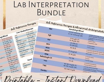 Gammes de références de laboratoire et interprétations, ensemble d'aide-mémoire