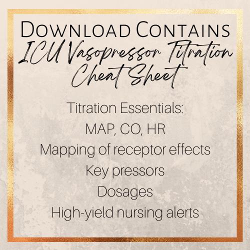 ICU Vasopressor Titration Cheat Sheet | Critical Care Nursing Study ...