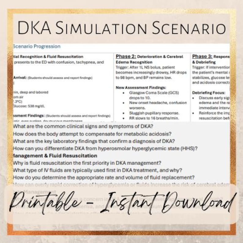 Diabetic Ketoacidosis (DKA) Simulation (SIM) Scenario - Etsy