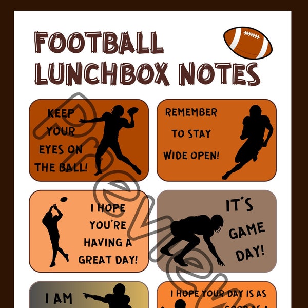 24 Football-Themed Lunchbox Notes| Cute Football Puns, Positive Messages for Football Lovers| One Month Funny Lunchbox Cards| +24 B&W notes