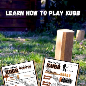 ¿Cómo jugar a Kubb? Póster de reglas Juegos de césped - Kubb / Póster ilustrado para gimnasios y exteriores / Letrero de reglas para el patio trasero