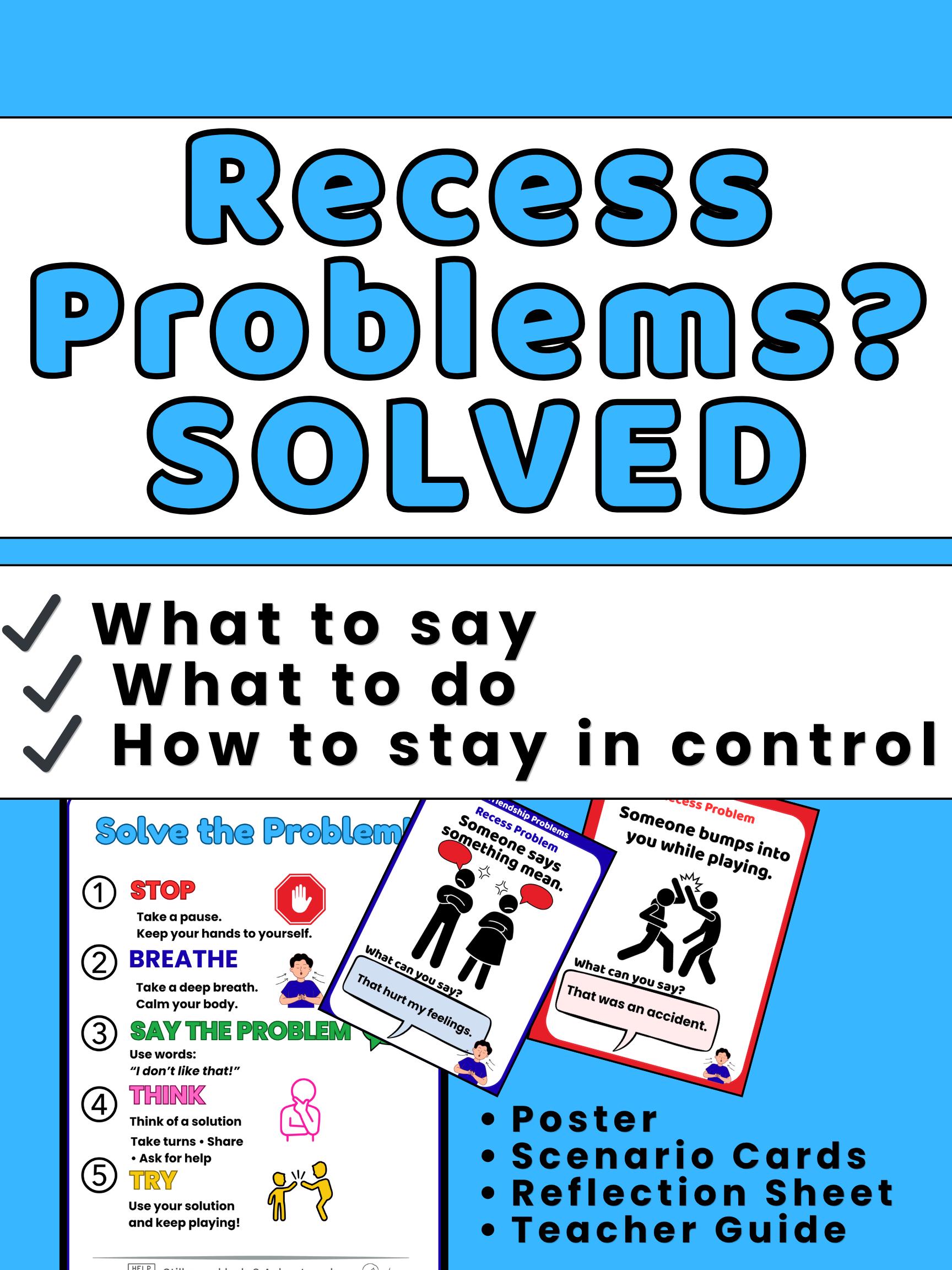 Recess Problem Recess Problem Solving Activities for Kids | Social Skills SEL Toolkit ...