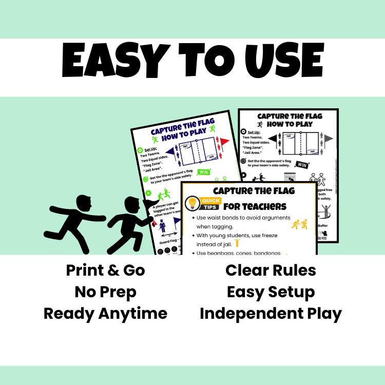Capture The Object Rules.pdf Capture the Flag Game Rules Printable | Outdoor PE Game Poster and ...