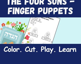 Passover Four Children Puppet Craft | Haggadah Activity for Kids | Printable Finger Puppets + Show Script