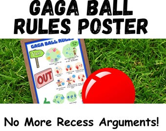 Gaga Ball Game Rules Poster | Playground Activity & Yard Game Printables | PE, Recess, Yard Game Poster for Kids