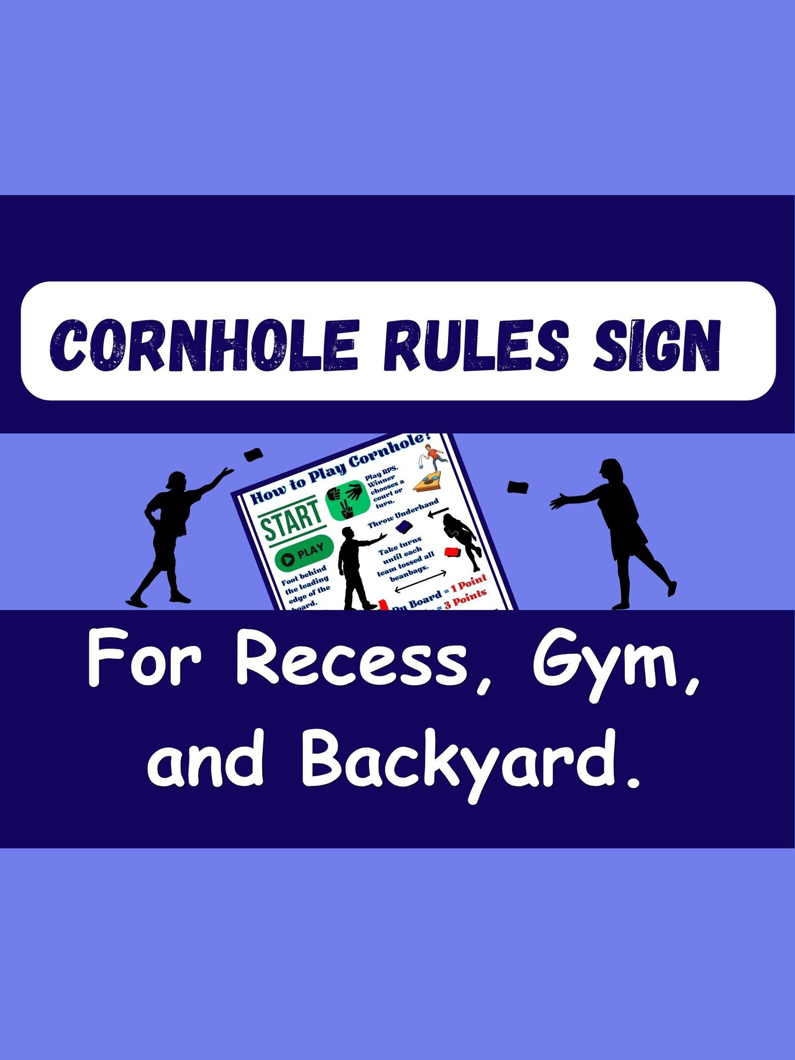 Cornhole Rules Poster for PE, Parties & Backyard Games, Printable Lawn ...