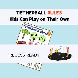 Tetherball Rules Poster for Recess | PE Game Sign for Kids | Playground Sign Printable | Self Management PhysEd Resource