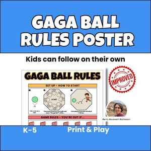 Gaga Ball Rules Poster Printable | PE Game Rules Sign PDF | Recess & Playground, Yard Games for Kids, Elementary PhysEd, Homeschool