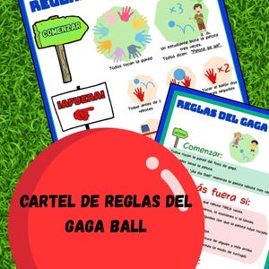 Regels Spaanse Gaga Ball-poster | Bekijk de poster van de Baile de Gaga in het Spaans | Geïllustreerd en gedetailleerd bord voor Gaga Ball Pit |