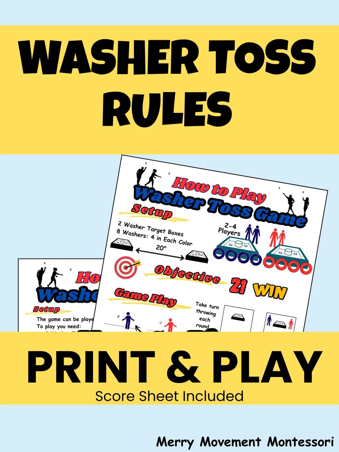 Tos Game Roles Washer Toss Game Rules Printable | Yard Game Poster | Outdoor Game for ...
