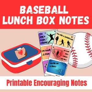 Mensagens para o almoço com tema de beisebol para crianças, cartões de afirmação para imprimir, palavras de incentivo e frases motivacionais para esportes.