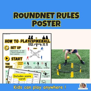 Roundnet (Spikeball) Rules Poster Printable, How to Play Roundnet, Score Sheet, PE Setup Guide, Warm-Ups & Fun Facts, Outdoor Game PDF