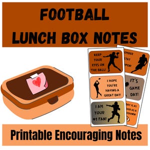 Football Lunch Notes for Kids, Printable Positive Cards, Encouraging Words, Gift for Boys & Girls