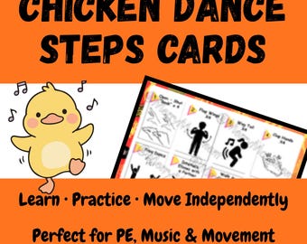 Chicken Dance Steps Poster | Gym Activity Card, Brain Break | PE Independent Practice for Kids
