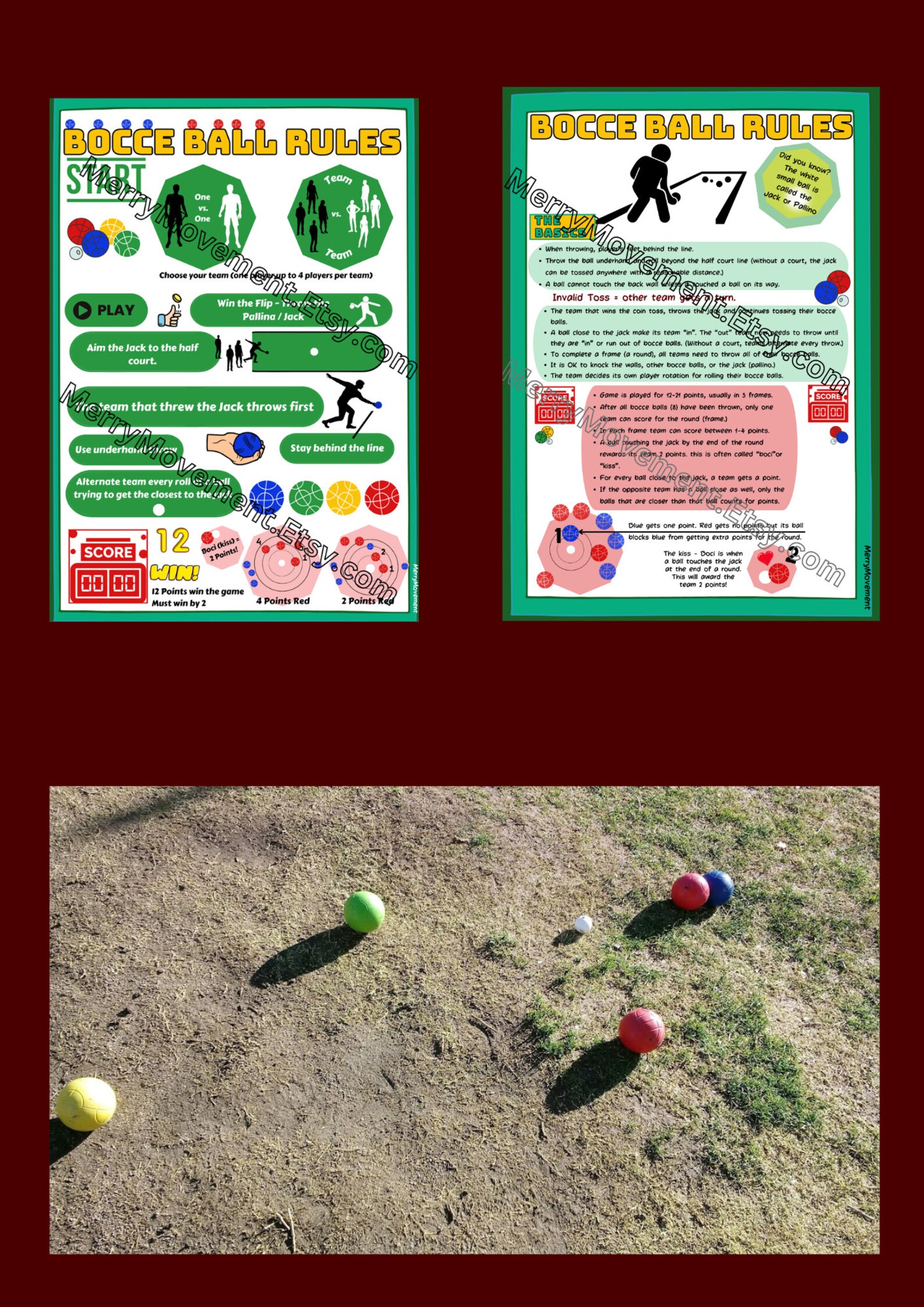 Bocce Ball Rules Sign| PDF Printable Poster Bocce Rules Illustrated and ...