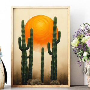 Kaktus Wandkunst, Trendy Art Prints, Wüste Kunstdrucke, Southwestern Wanddekoration, Wildblumen Kunst, Kaktus Poster, Digitaldruck