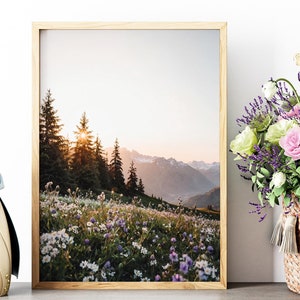 Wildflowers Wall Art, Trendy Art Prints, Nature Prints, Forest Wall Art, Wildflowers Art, Mountain Landscape Wall Art, Digital Print