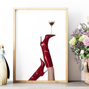 Red Boots Print, Espresso Martini, Trendy Art Prints, Girly Wall Art, Martini Art Print, Feminist Wall Poster, Retro Wall Art, Digital Print