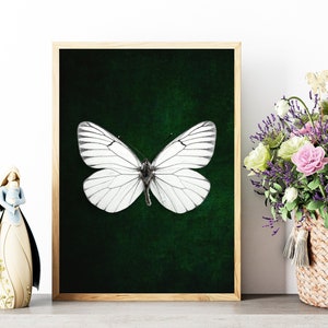 Emerald Green Butterfly Print, Printable Wall Art, Emerald Green Wall Art, Emerald Green Wall Decor, Dark Green Wall Decor, Digital Print