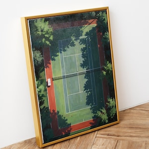 Tennis Court Print, Retro Sports Wall Art (Digital Download)