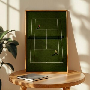 Tennis Wall Art, Trendy Art Prints, Tiny People Art, Retro Wall Art, Tennis Court Print, Kids Room Decor, Sports Art Print, Digital Prints