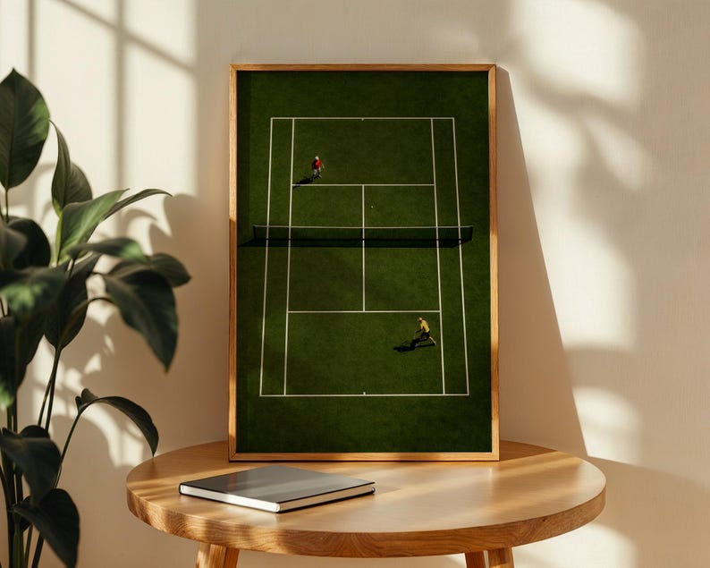 Tennis Wall Art, Trendy Art Prints, Tiny People Art, Retro Wall Art, Tennis Court Print, Kids Room Decor, Sports Art Print, Digital Prints