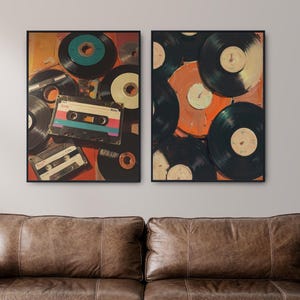 Set of 2 Vinyl Wall Art, Trendy Art Prints, Vinyl Poster, Retro Wall Art, Vinyl Record Print, Music Poster, Records Art Print, Digital Print