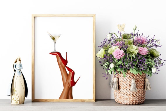 High Heels Print, Martini Art Print, Trendy Art Prints, Girly Wall Art, Femme Fatale, Feminist Wall Poster, Retro Wall Art, Digital Print