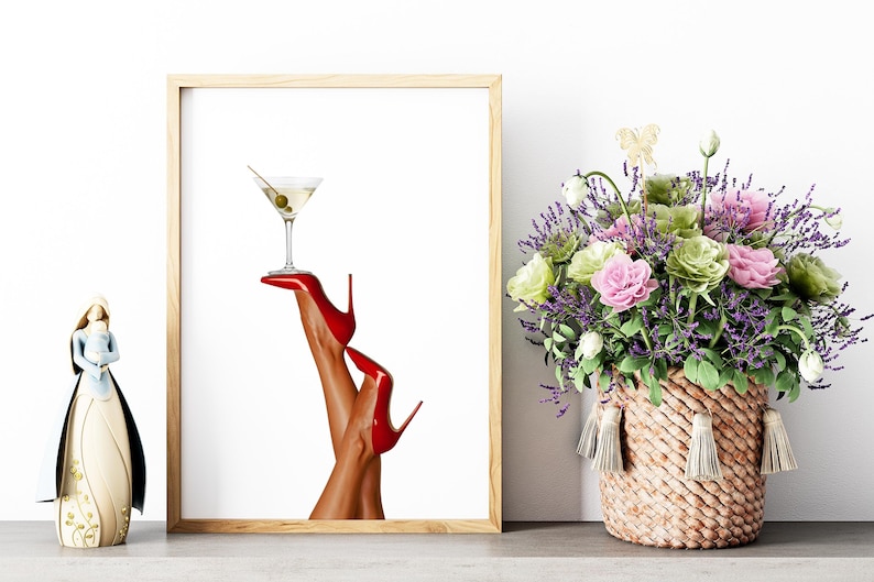 High Heels Print, Martini Art Print, Trendy Art Prints, Girly Wall Art, Femme Fatale, Feminist Wall Poster, Retro Wall Art, Digital Print