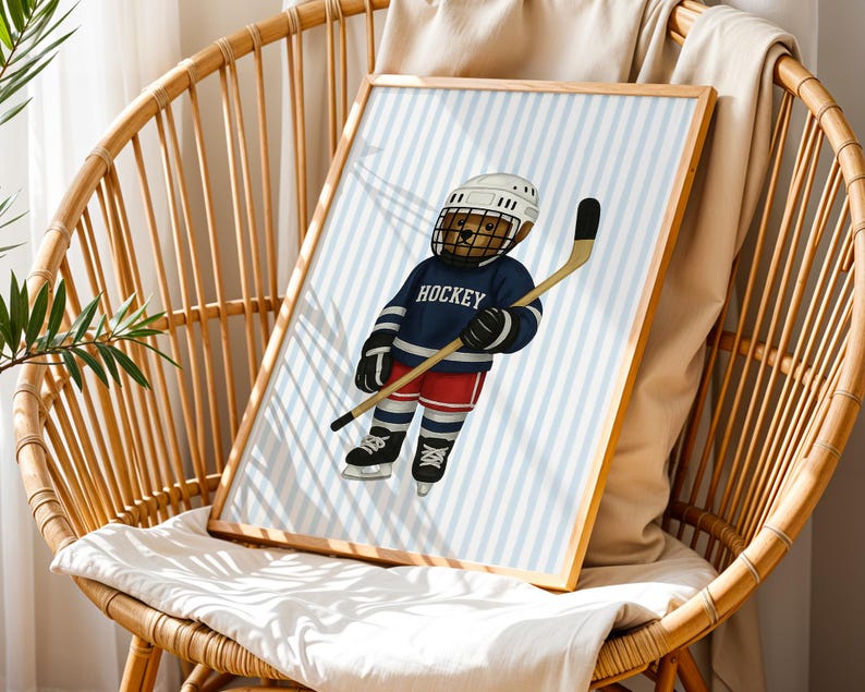 Sports Bear Prints, Set of 3 Wall Art, Trendy Art Prints, Tennis Wall Art, Hockey Art, Basketball Art, Nursery Animal Art, Digital Prints