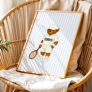 Sports Bear Prints, Set of 3 Wall Art, Trendy Art Prints, Tennis Wall Art, Hockey Art, Basketball Art, Nursery Animal Art, Digital Prints