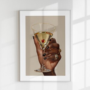Black Woman Art, Martini Art Print, Black Female Art, Trendy Art Prints, Femme Fatale, Girly Wall Art, Black Girl, Digital Print