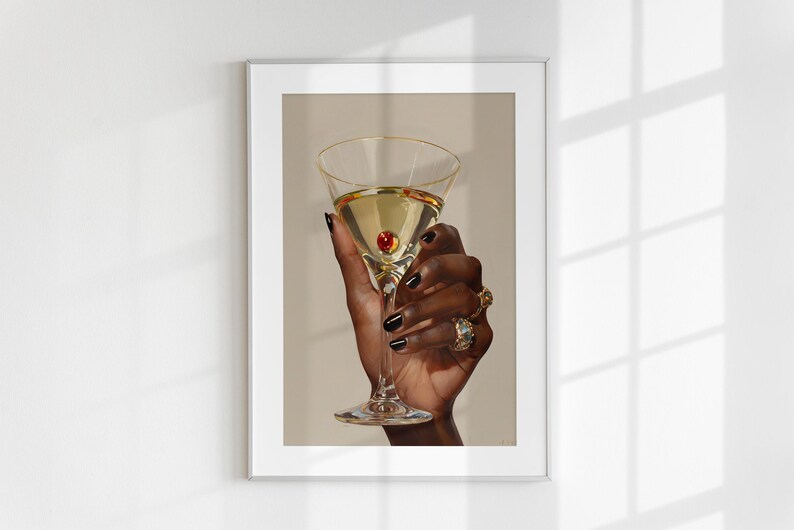 Black Woman Art, Martini Art Print, Black Female Art, Trendy Art Prints, Femme Fatale, Girly Wall Art, Black Girl, Digital Print