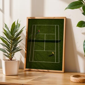 Tennis Wall Art, Trendy Art Prints, Tiny People Art, Retro Wall Art, Tennis Court Print, Kids Room Decor, Sports Art Print, Digital Prints