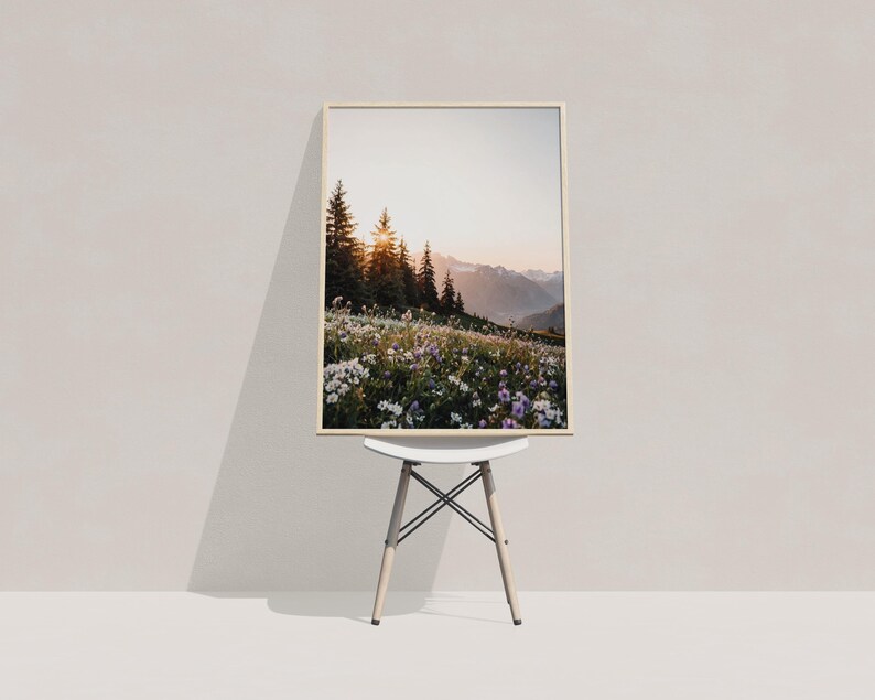 Wildflowers Wall Art, Trendy Art Prints, Nature Prints, Forest Wall Art, Wildflowers Art, Mountain Landscape Wall Art, Digital Print
