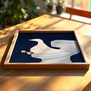 Goose Bathroom Print, Trendy Art Prints, Blue Navy Wall Art, Bathroom Wall Print, Toilet Art, Goose Wall Art, Nursery Decor, Digital Print