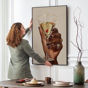 Black Woman Art, Martini Art Print, Black Female Art, Trendy Art Prints, Femme Fatale, Girly Wall Art, Black Girl, Digital Print