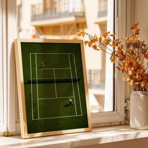 Tennis Wall Art, Trendy Art Prints, Tiny People Art, Retro Wall Art, Tennis Court Print, Kids Room Decor, Sports Art Print, Digital Prints